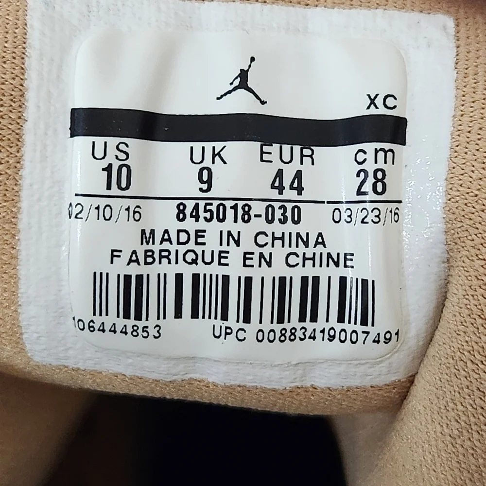Nike Jordan 1 Retro High , Vachetta Tan, Black Gum, Men's 10